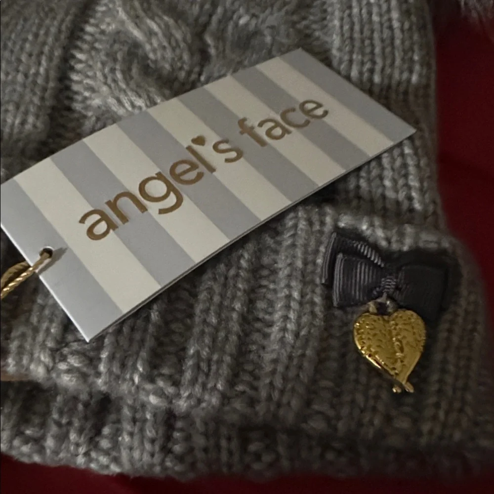Cozy Gray Knit Hat with Pom-Poms for Kids by euro brand Angel's Face New